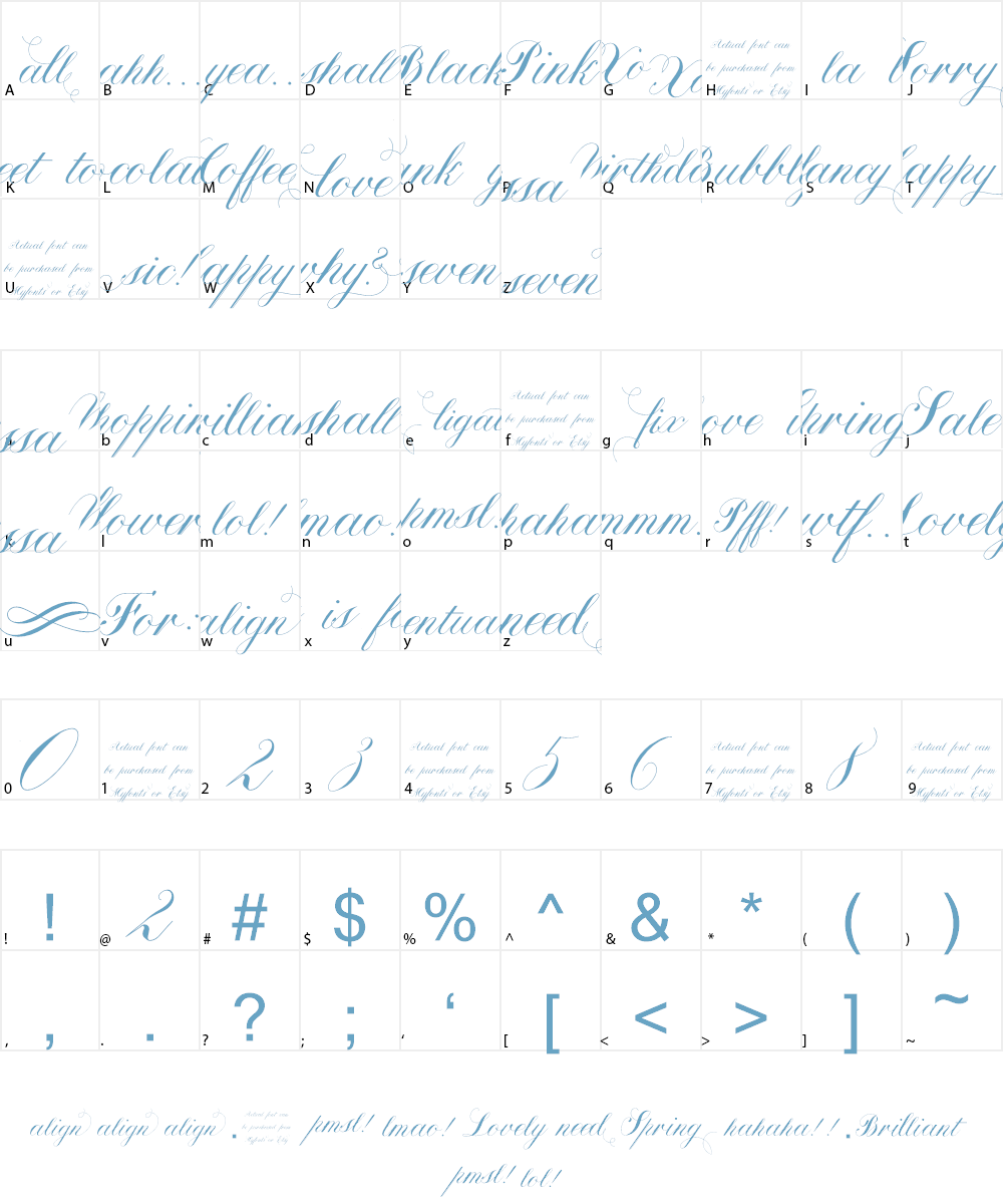 Calissa Words Font Character